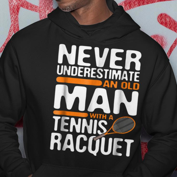 Tennis Old Man With Racquet Men Dad Grandpa Gifts Hoodie Unique Gifts