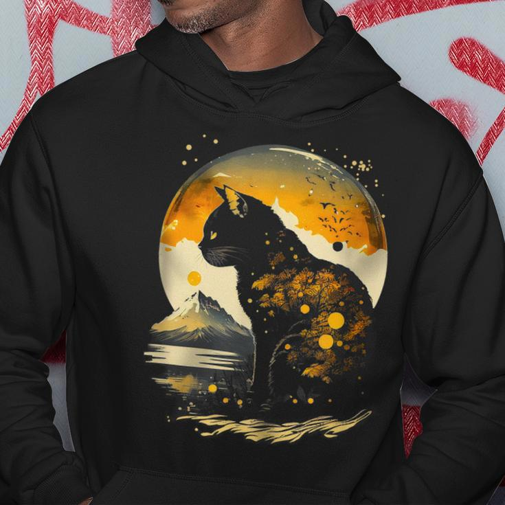 The Moon The Night & Black Cat Love Cat Mom Cat Dad Vintage Hoodie Unique Gifts