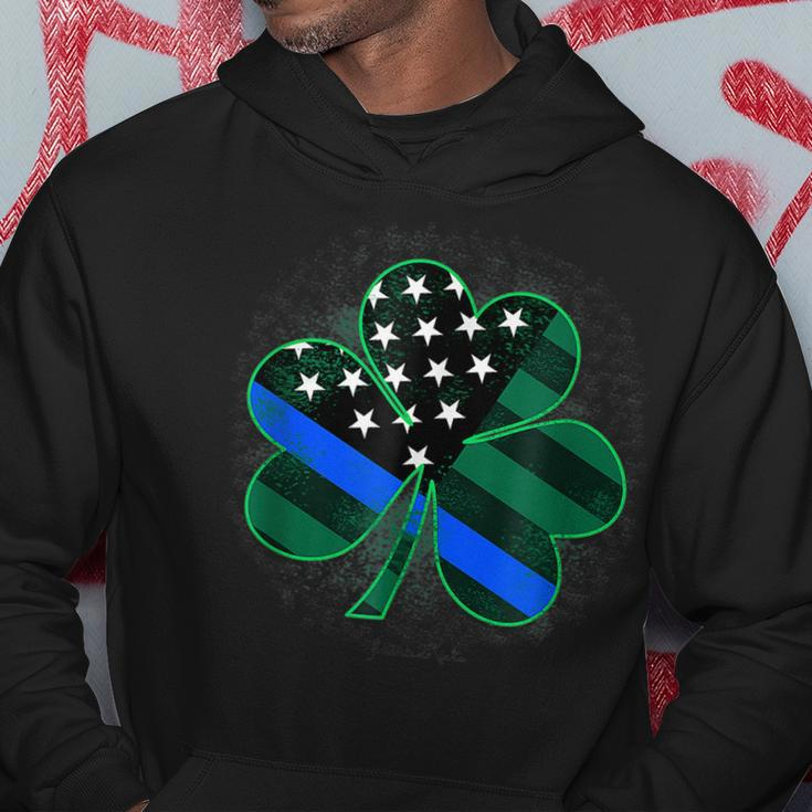 Thin Blue Line St Patricks Day Police Shamrock Hoodie Funny Gifts