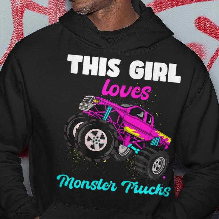 This Girl Loves Monster Trucks Funny Pink Monster Truck Girl Hoodie Unique Gifts