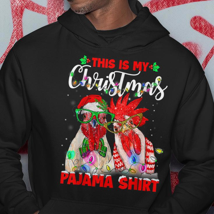 This Is My Christmas Pajama Chicken Lover Xmas Light Holiday Men Hoodie Graphic Print Hooded Sweatshirt Funny Gifts