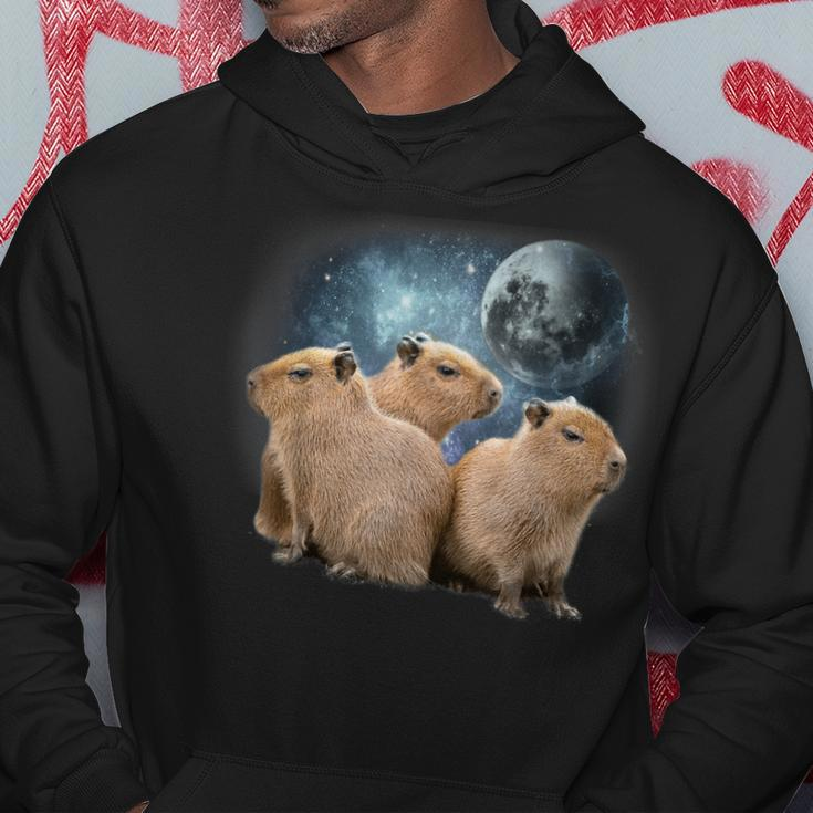 Three Capybaras And Moon Funny Capybara Humor Parody Hoodie Unique Gifts