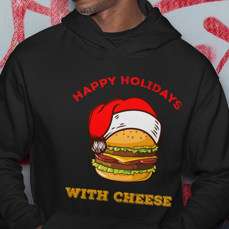 Ugly Christmas Sweater Burger Happy Holidays With Cheese V18 Hoodie Unique Gifts