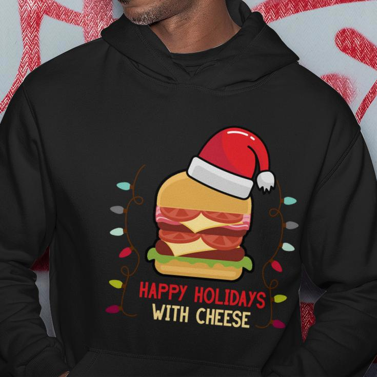 Ugly Christmas Sweater Burger Happy Holidays With Cheese V19 Hoodie Unique Gifts
