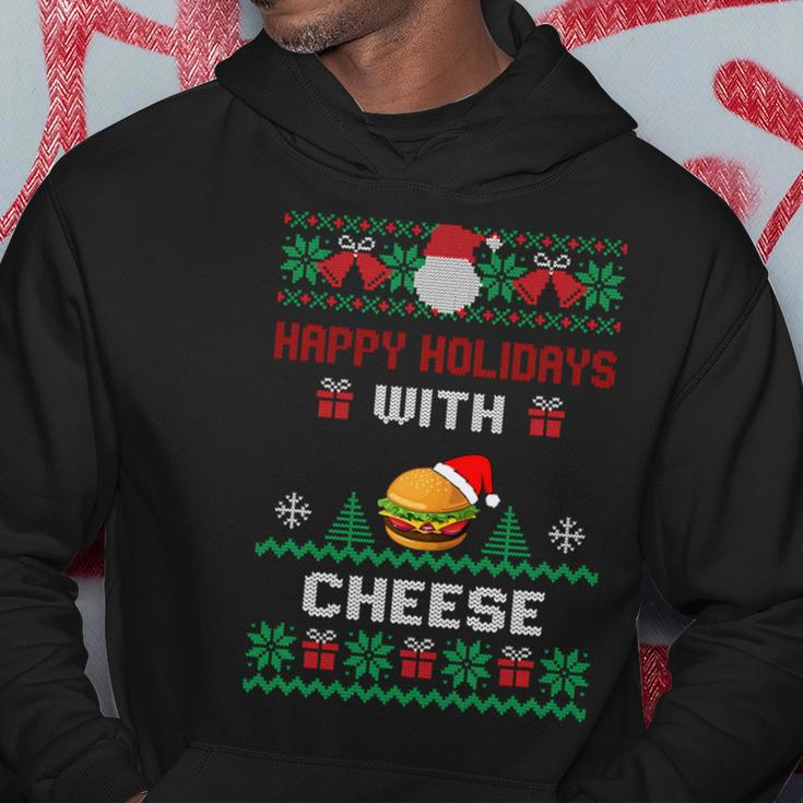 Ugly Christmas Sweater Burger Happy Holidays With Cheese V3 Hoodie Unique Gifts