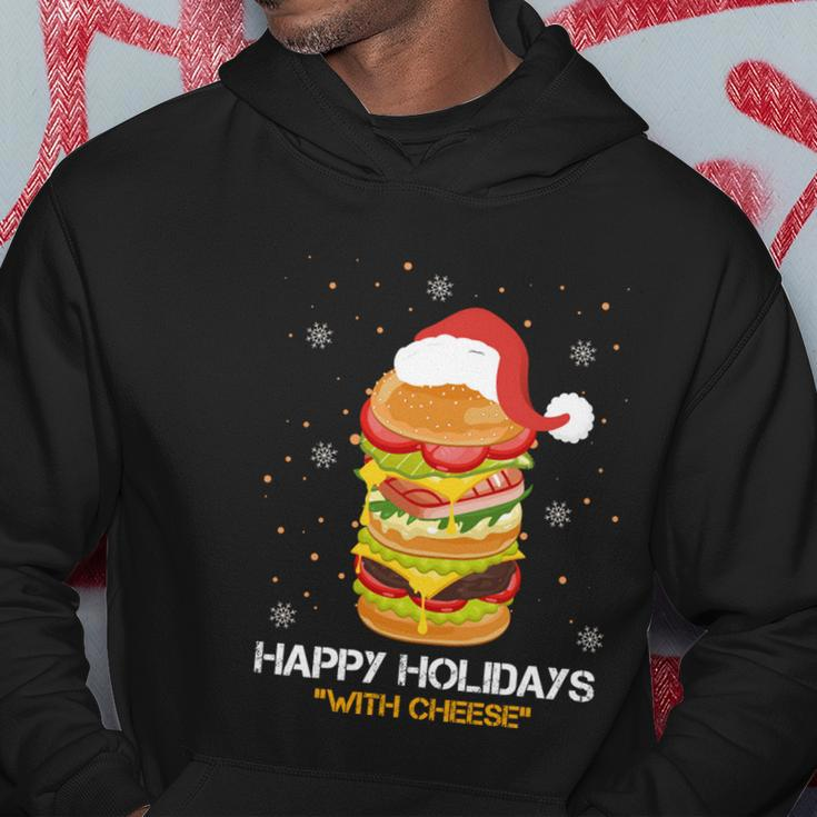 Ugly Christmas Sweater Burger Happy Holidays With Cheese V6 Hoodie Unique Gifts