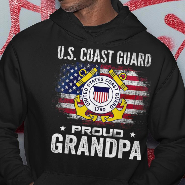US Coast Guard Proud Grandpa With American Flag Gift Hoodie Funny Gifts