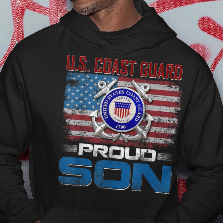 US Coast Guard Proud Son With American Flag Gift Hoodie Funny Gifts