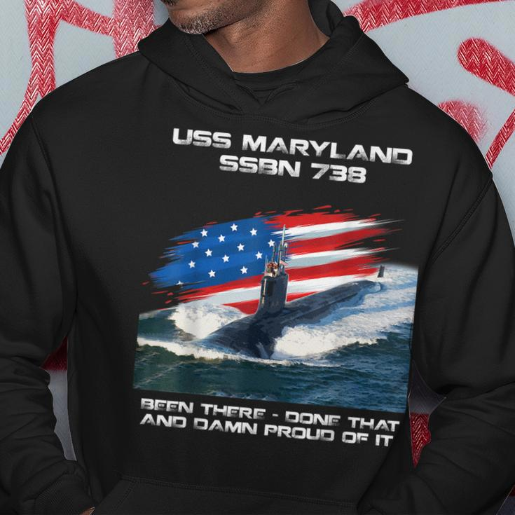 Uss Maryland Ssbn-738 American Flag Submarine Veteran Xmas Hoodie Funny Gifts