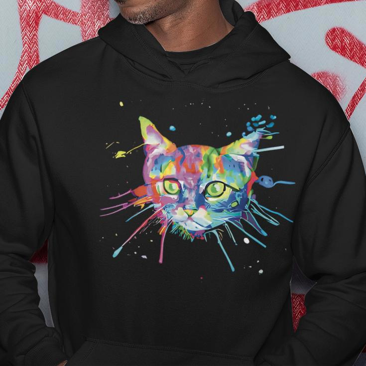 Vibrant Color Ink Splash Cat Hoodie Unique Gifts