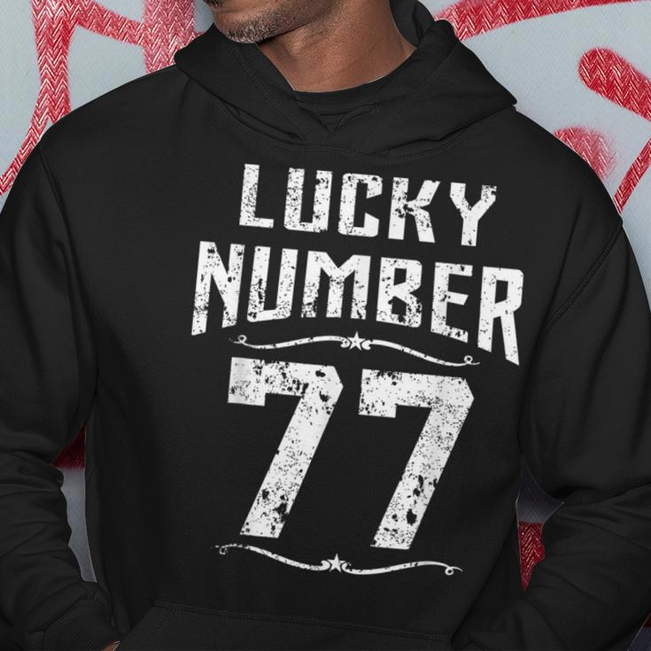 Vintage 77Th Birthday Lucky Number Retro 77 Years Old Hoodie Funny Gifts