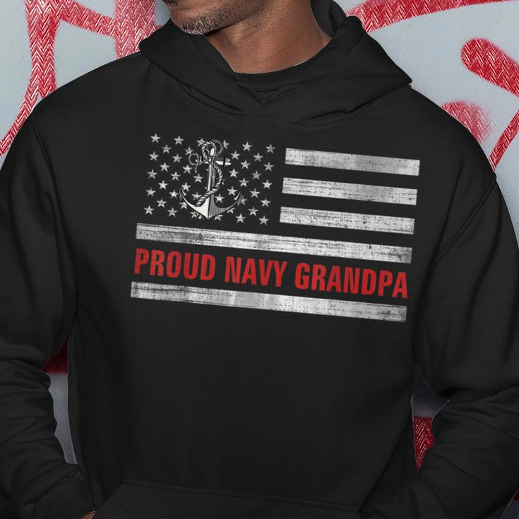 Vintage American Flag Proud Navy Grandpa Veteran Day Hoodie Unique Gifts