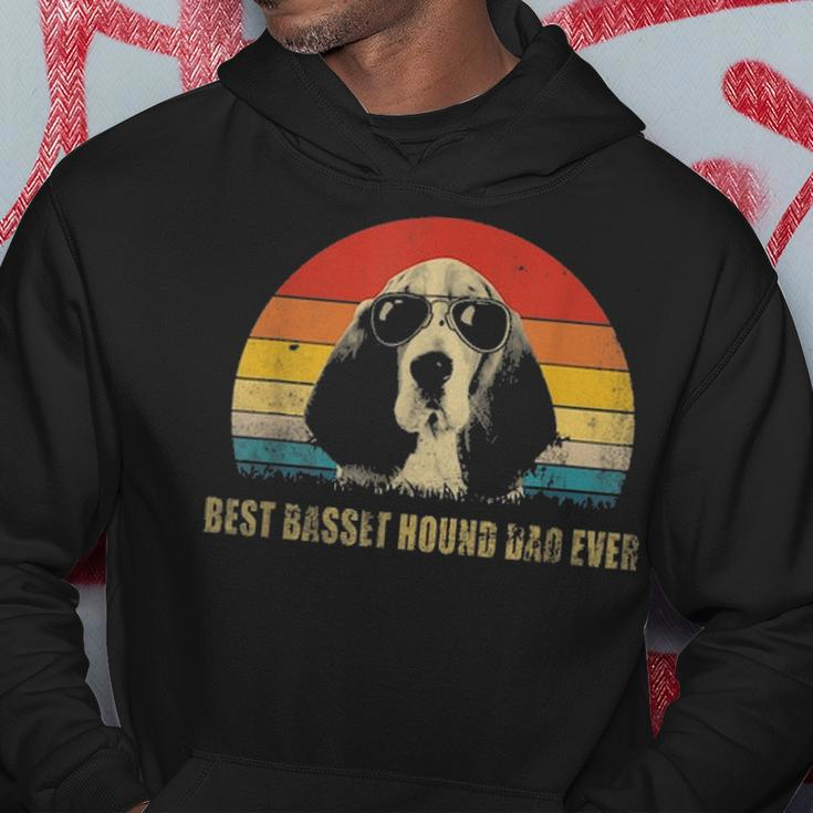 Vintage Best Basset Hound Dad Ever Funny Fathers Day Gift Hoodie Funny Gifts
