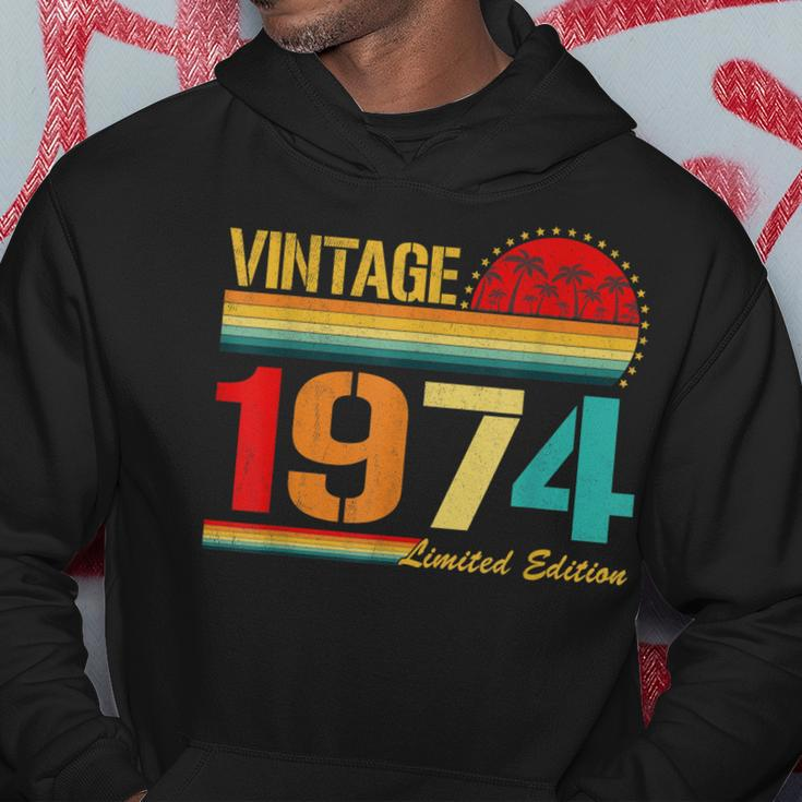 Vintage Born In 1974 Birthday Year Party Wedding Anniversary Hoodie Funny Gifts