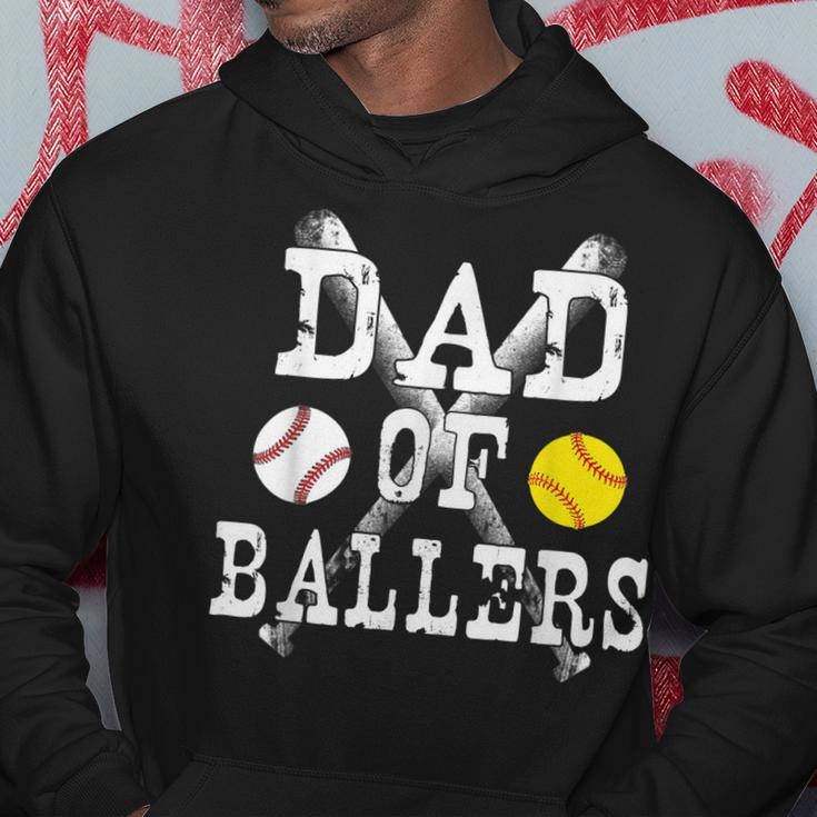 Vintage Dad Of BallersFunny Baseball Softball Lover Hoodie Funny Gifts