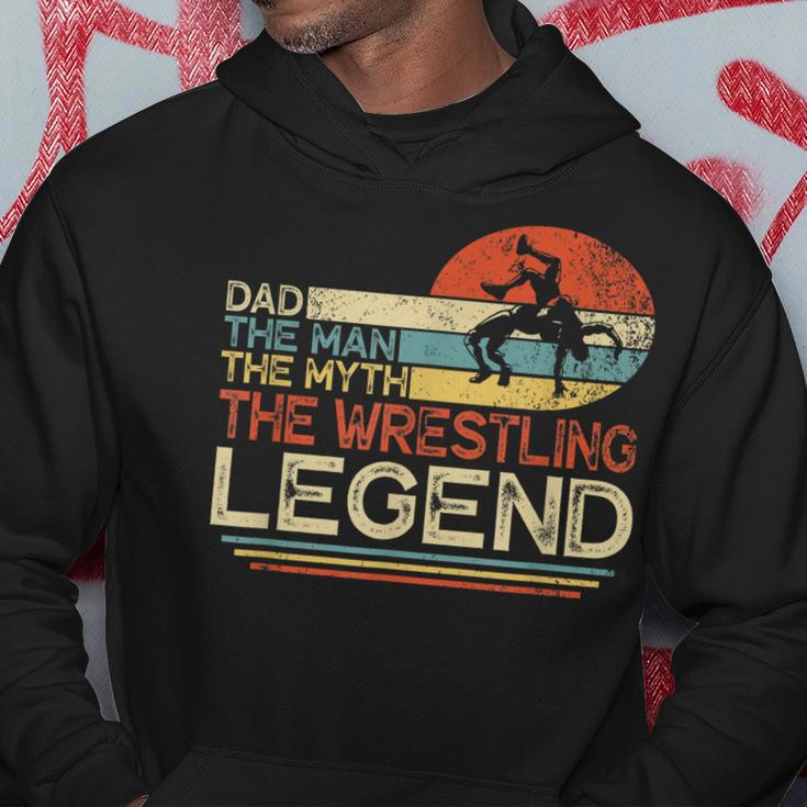 Vintage Dad The Man The Myth The Wrestling Legend Father Day Hoodie Funny Gifts