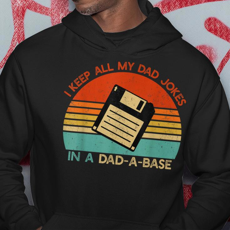 Vintage I Keep All My Dad Jokes In A Dad-A-Base Men Quote Hoodie Funny Gifts