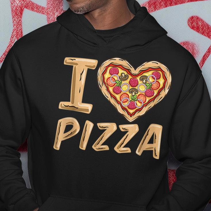 Vintage I Love Pizza Love Eating Pizza Heart Shaped Pizza Hoodie Funny Gifts