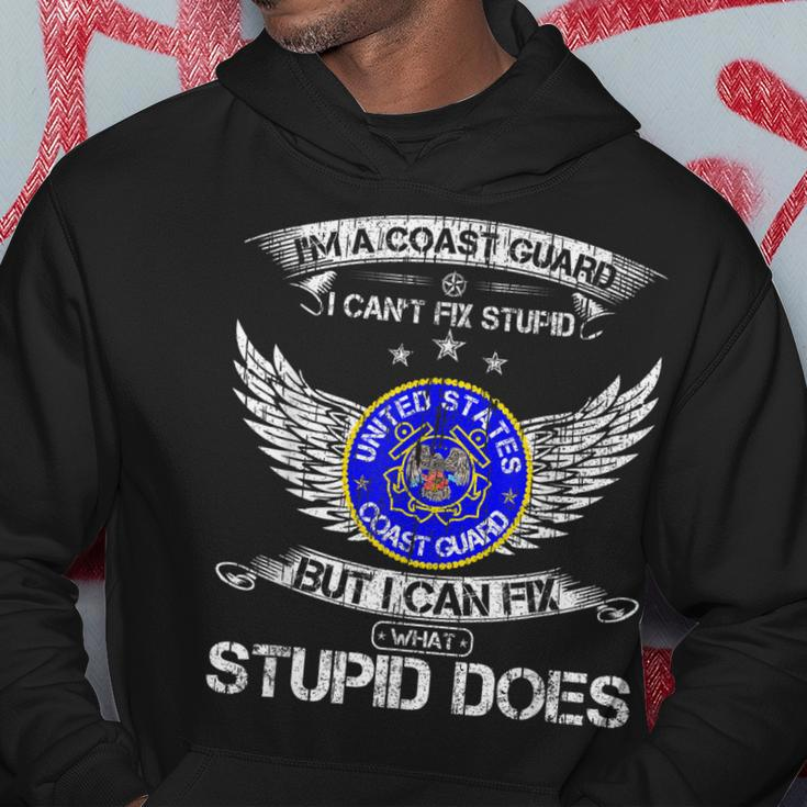 Vintage Im A Coast Guard Veteran I Can Fix What Stupid Does Hoodie Funny Gifts