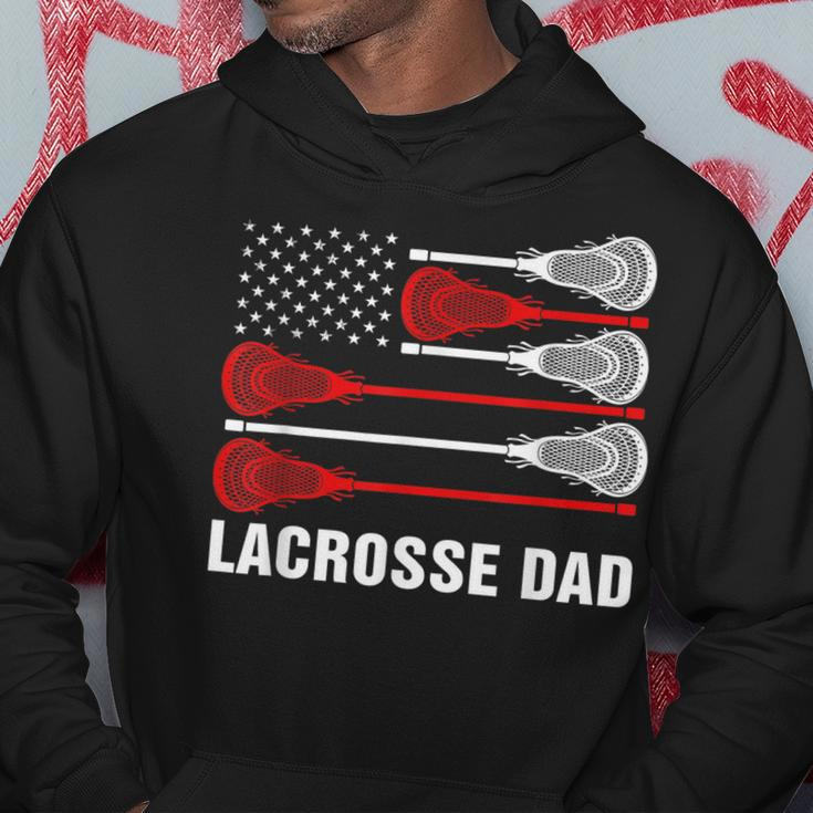 Vintage Lacrosse Dad Lax Dad Usa Flag Patriotic Gift Hoodie Funny Gifts