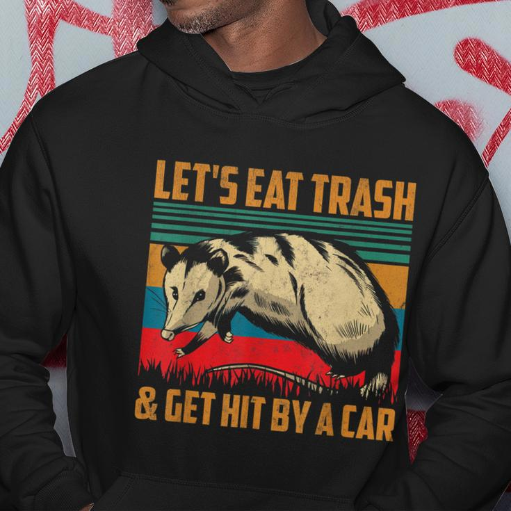 Vintage Lets Eat Trash And Get Hit By A Car Retro Opossum Hoodie Unique Gifts