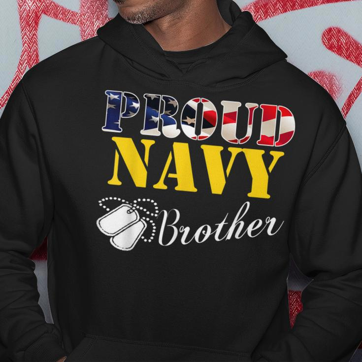 Vintage Proud Navy Brother With American Flag Gift Veteran Hoodie Funny Gifts
