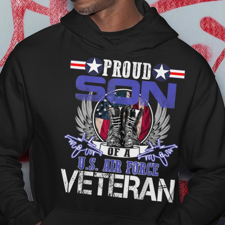 Vintage Proud Son Of A US Air Force Veteran Gift Mom Dad Hoodie Funny Gifts