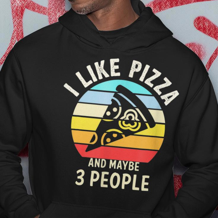 Vintage Retro I Like Pizza And Maybe 3 People Love Pizza Hoodie Funny Gifts