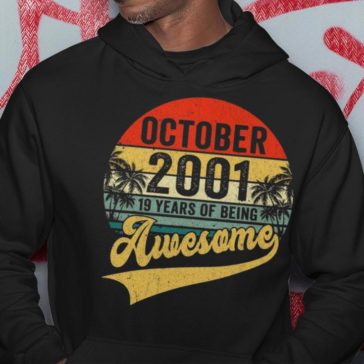Vintage Retro October 2001 19Th Birthday Gifts 19 Years Old Hoodie Funny Gifts