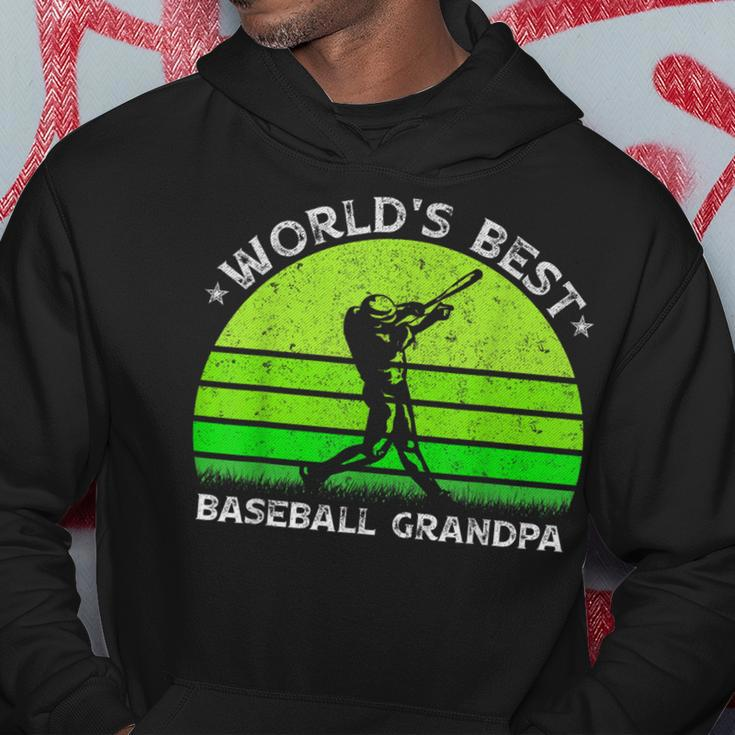 Vintage Retro Worlds Best Baseball Grandpa Silhouette Funny Gift For Mens Hoodie Unique Gifts