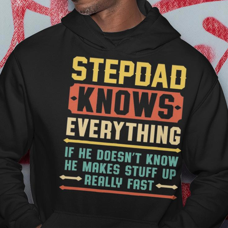 Vintage Stepdad Knows Everything Stepdad Grandpa Hoodie Funny Gifts