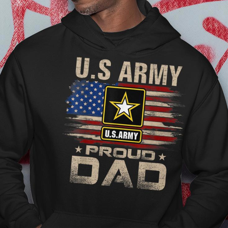 Vintage US Army Proud Dad With American Flag Hoodie Funny Gifts