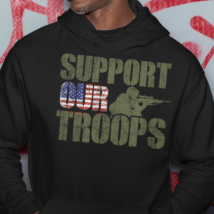 Vintage Us Military Support Our Troops American Flag Hoodie Unique Gifts