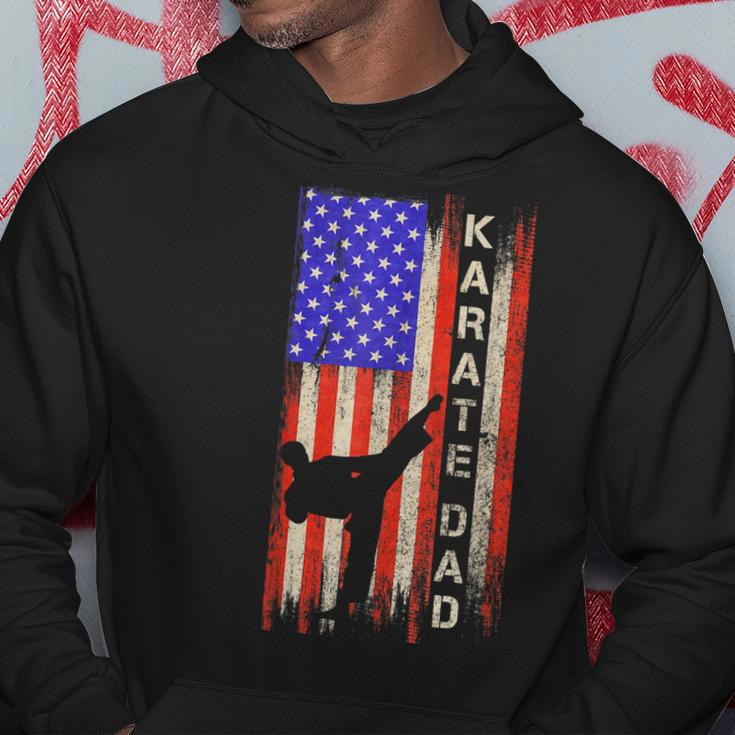 Vintage Usa American Flag Karate Dad Karateka Silhouette Hoodie Funny Gifts