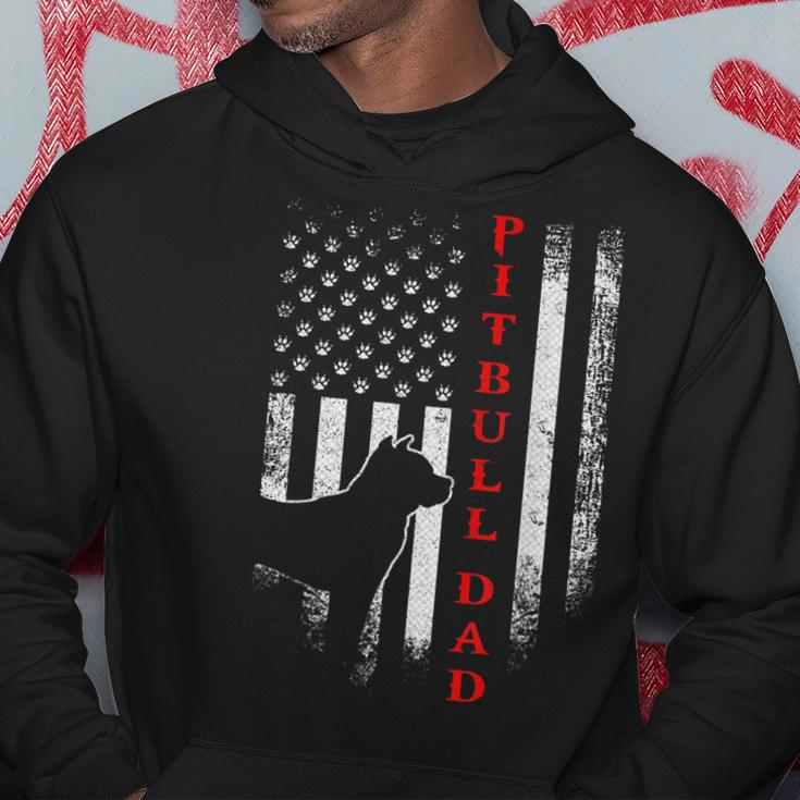 Vintage Usa Flag Proud Pitbull Pit Bull Dog Dad Silhouette Hoodie Funny Gifts