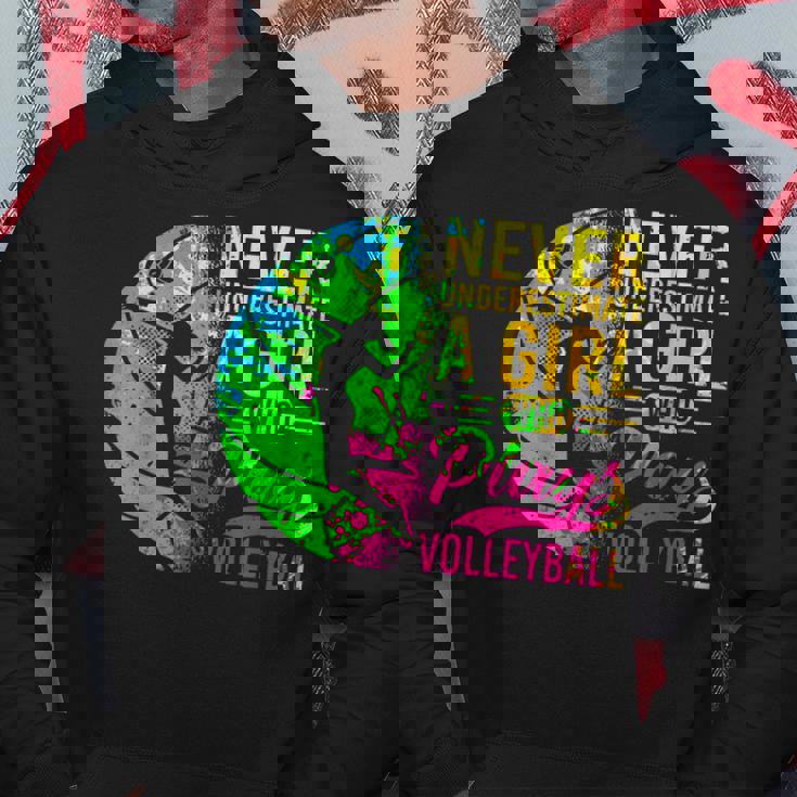 Volleyball Never Underestimate A Girl Who Plays Volleyball Hoodie Unique Gifts