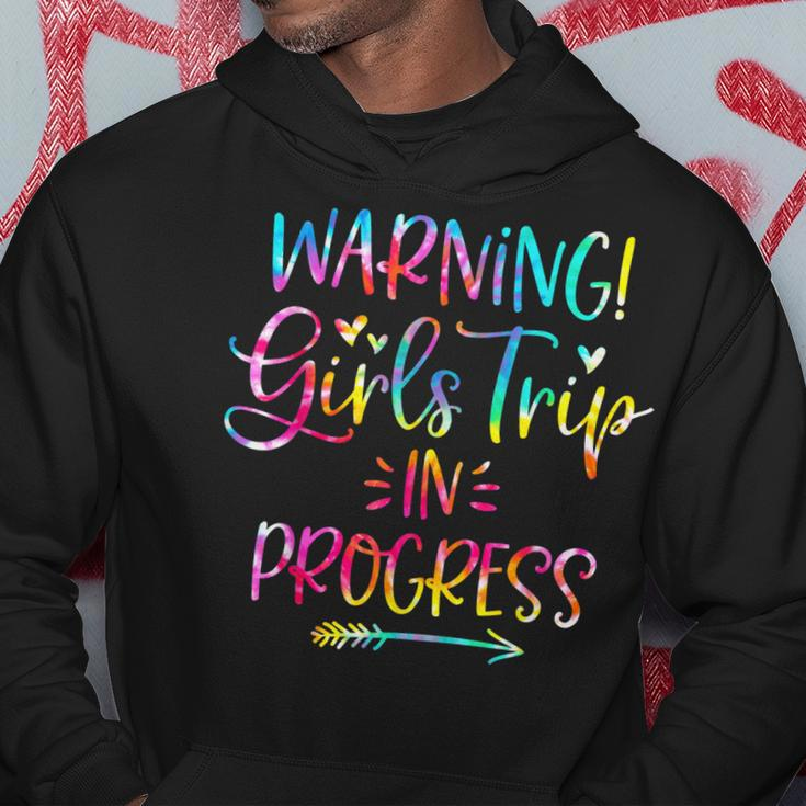 Warning Girls Trip In Progress Girls Trip Vacation Tie Dye Hoodie Unique Gifts