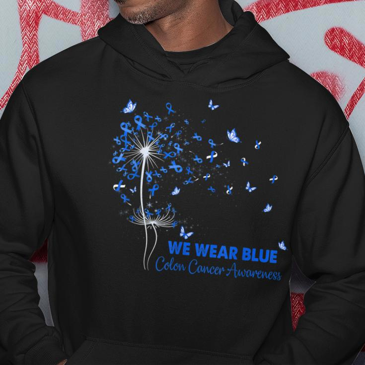 We Wear Bluecolon Cancer Awareness Butterfly Hoodie Unique Gifts
