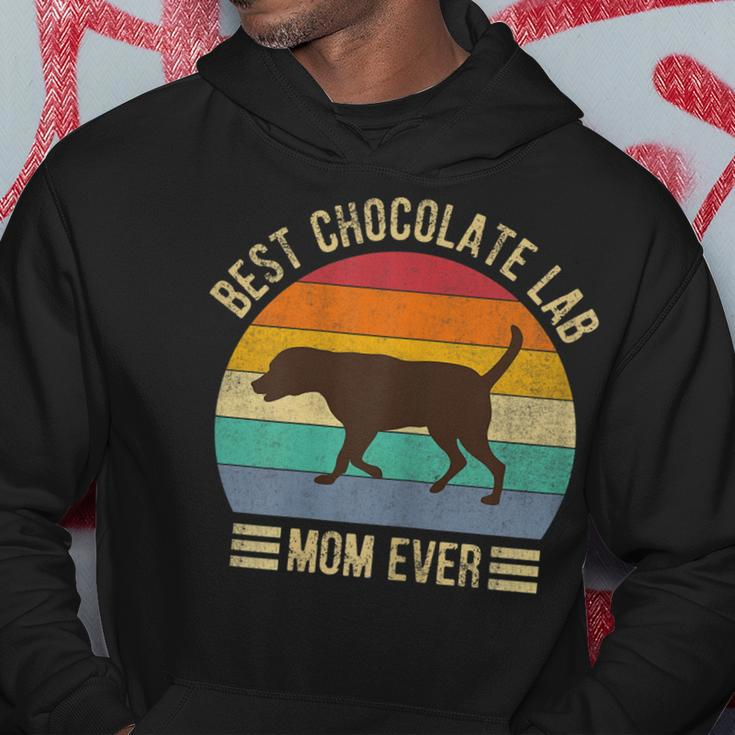 Womens Vintage Retro Best Chocolate Lab Mom Ever Labrador Retriever Hoodie Funny Gifts