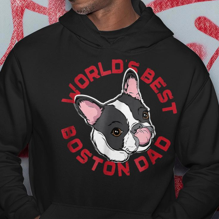 Worlds Best Boston Terrier Dad Funny Hoodie Unique Gifts