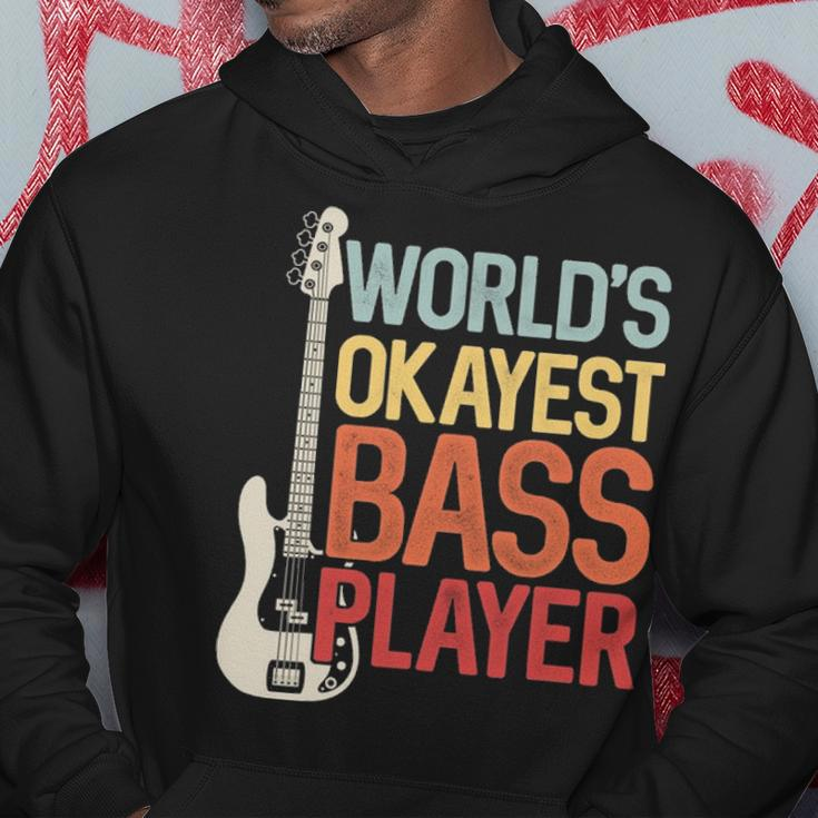 Worlds Okayest Bass Player Bassists Musician Hoodie Funny Gifts