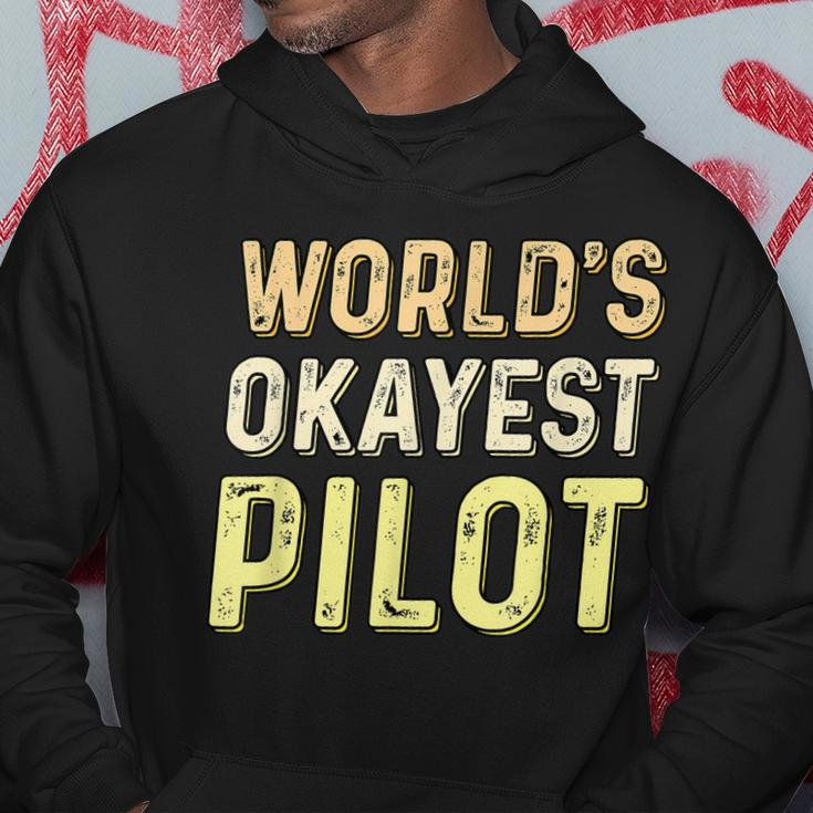 Worlds Okayest Pilot - Helicopter Pilot & Aviator Men Hoodie Graphic Print Hooded Sweatshirt Funny Gifts
