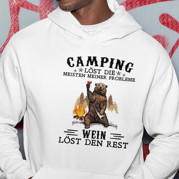 Camping und Wein Hoodie - Camping löst Probleme, Wein den Rest Lustige Geschenke