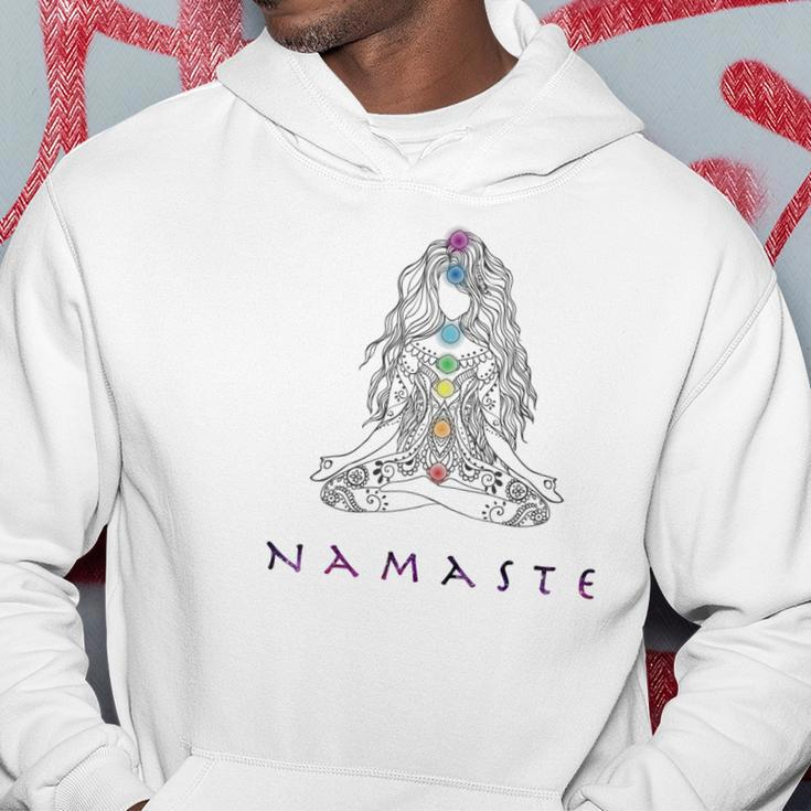 Chakra Meditation Herren Hoodie mit Namaste-Schriftzug, Spirituelles Design Lustige Geschenke