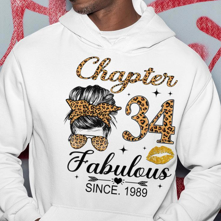 Chapter 34 Fabulous Since 1989 34Th Birthday Messy Bun Hoodie Funny Gifts