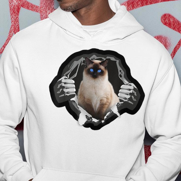 Cool Siamese Cat Torn Cloth For Cats Mom Cats Dad Hoodie Unique Gifts