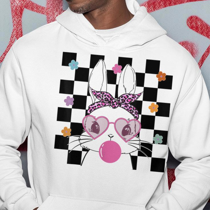 Cute Bunny With Bandana Glasses Bubblegum Easter Rabbit Hoodie Unique Gifts