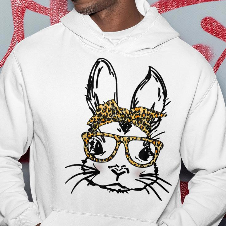 Funny Cute Bunny Wearing Glasses Leopard Easter Day Hoodie Funny Gifts