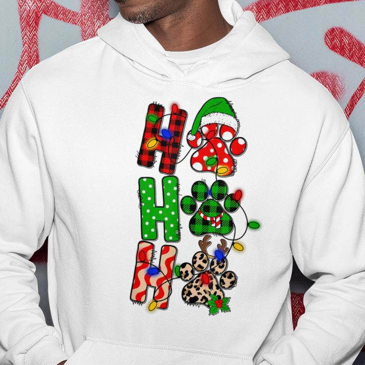 Ho Ho Ho Christmas Dog Paws Funny Xmas Santa Matching Pjs Men Hoodie Graphic Print Hooded Sweatshirt Funny Gifts