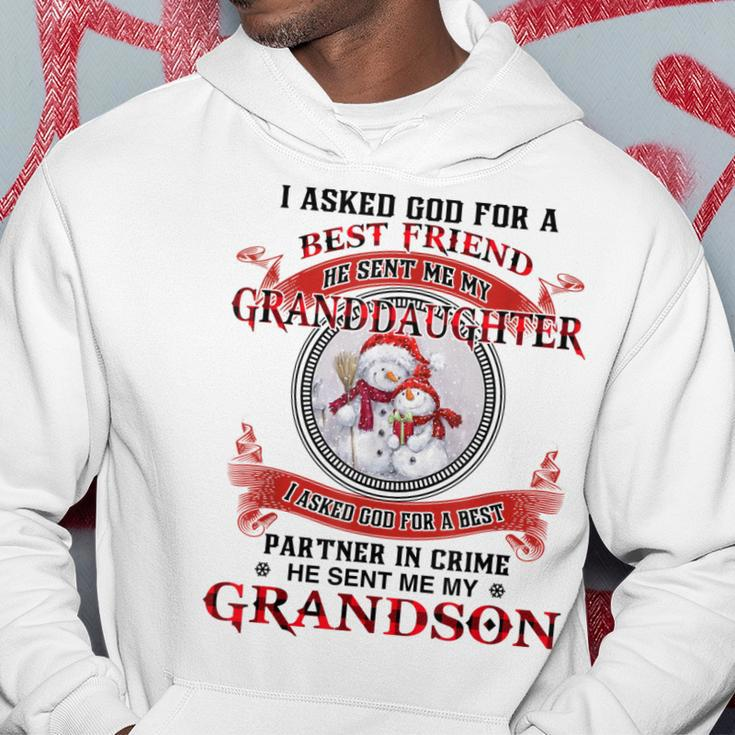 I Asked God For A Best Friend He Sent Me My Granddaughter Men Hoodie Graphic Print Hooded Sweatshirt Funny Gifts